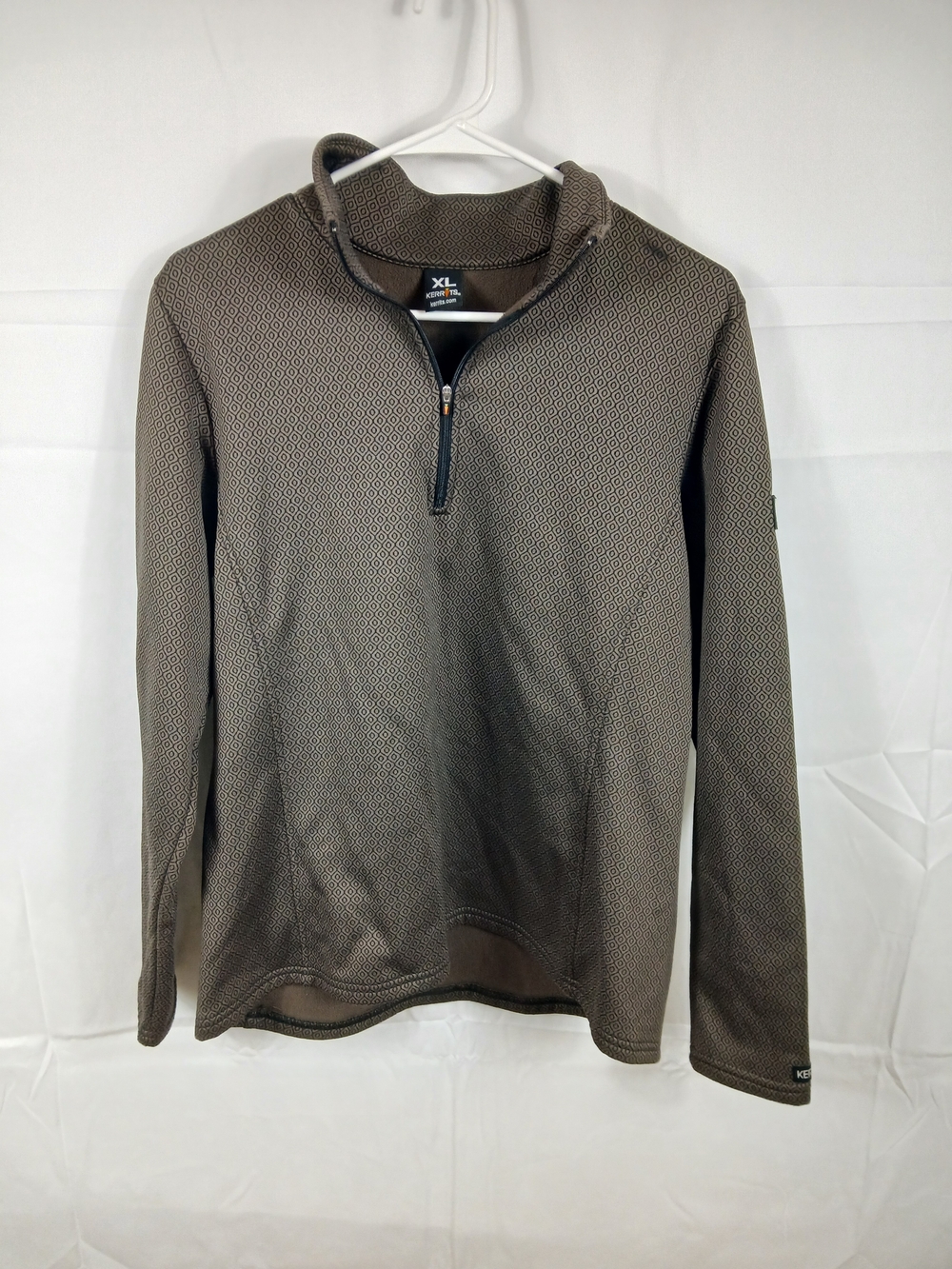 Kerrits Brown Diamond-Pattern Quarter-Zip Pullover